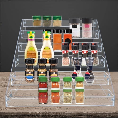 PMMASTO Clear Acrylic Spice Rack for Countertops- 6 Tier - Image 6
