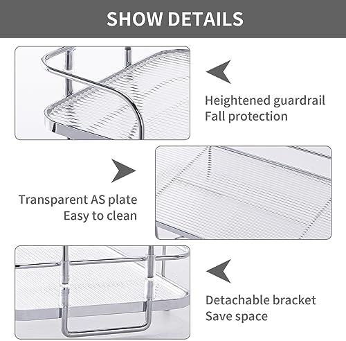 2 Tier Corner Bathroom Counter Organizer, Cosmetic Skincare ，Bathroom Countertop Perfume Tray Vanity, Kitchen Spice Corner Storage Shelf - Image 3