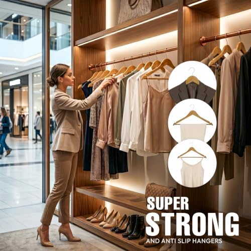 Utopia Home Wooden Hangers 90 Pack – Slim Suit Hangers Natural - Image 4