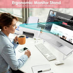 Across-Star Dual-Monitor Stand for Desk - Large Adjustable Length and Angle Riser for 2 Monitors, Double Computer Desktop Organizer, Shelf for TV, Laptop, Printer - Image 5