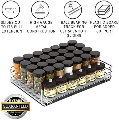 Pull-Out Cabinet Spice Rack Organizer, 14 ⅜"W x 10 ⅜"D x 2 ¾"H - Image 3