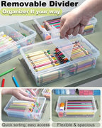 12 Pack Extra Large Pencil Box with Removable Divider, Thickened Pencil Case Bulk, Clear Crayon Marker Organizer Stackable Plastic Small Storage Containers for Pen Craft School Supplies(Grey) - Image 3