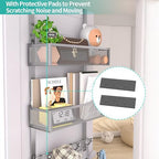 HapiRm Over The Door Hanger with Coat Hooks and 2 Baskets, Rustproof & Waterproof Over The Door Hooks, Storage Organizer for Hats, Bathroom, Kitchen, Bedroom - Brushed Nickel - Image 3
