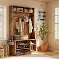 Aiho Entryway Hall Tree with Bench and Storage, Rustic Brown by AIHO