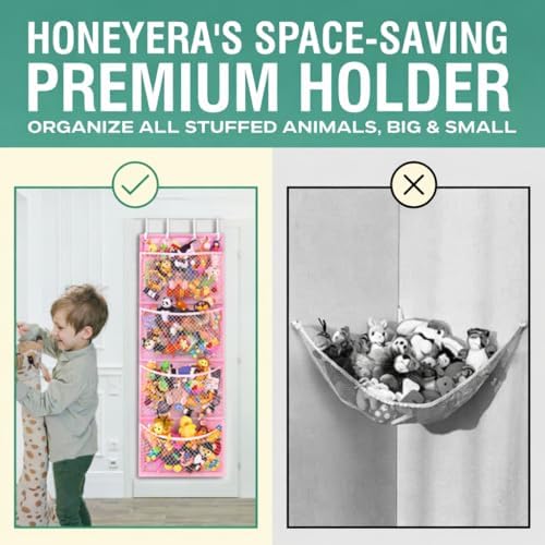 Honeyera Storage for Stuffed Animals - Over Door Organizer for Stuffies, Baby Accessories, and Toy Plush/Easy Installation with Breathable Hanging Storage Pockets Big Girls Chair Toddler Large Bag - Image 3