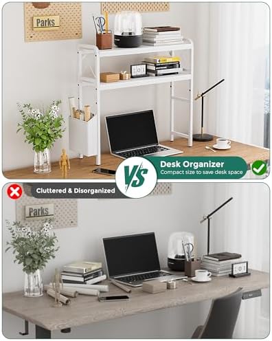 Desk Hutch Dorm with Adjustable Shelves and Side Pockets - Image 6