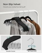 SONGMICS 20-Pack Pants Hangers, Velvet Hangers with Adjustable Clips, - Image 5