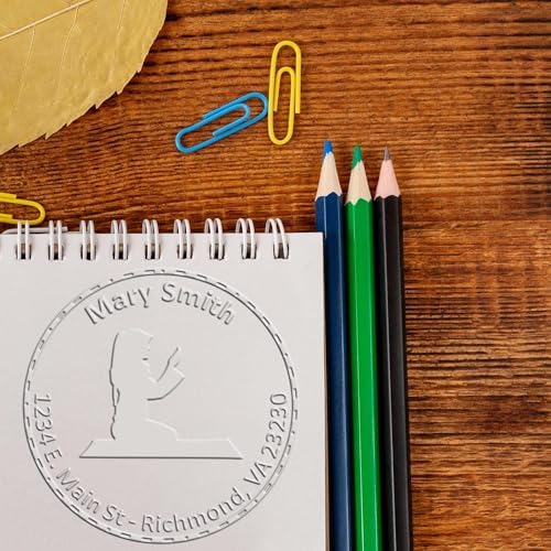 Customized Envelope Embossing Seal for Imams - Personalized Desk Embosser with Custom Made Name and Address - Ideal for Morning Prayers, 1-5/8 Size, Custom Name and Address Embossing Seal by AcornSalesCo