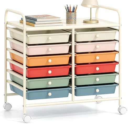 COSTWAY 12-Drawer Rolling Storage Cart, Utility Storage Organizer Cart by COSTWAY