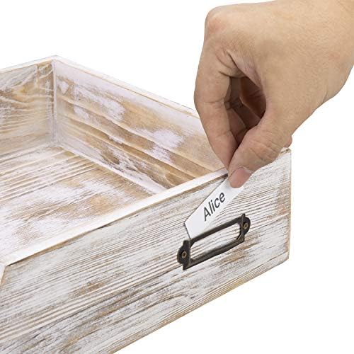 MyGift Whitewashed Wood Letter Tray, Desktop Paper File Organizer Box - Image 6