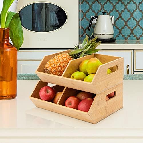 2 Set Bamboo Storage Bin, Pantry Organization and Storage Baskets, Kitchen Organization, Potato and Onion Storage Bin - Ideal for Pantry, Countertop, and Vegetable Storage - Image 5