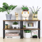 MOOACE Kitchen Counter Shelf, Stackable Cabinet Shelf Organizers Expandable Countertop Shelf for Pantry - Set of 4 - Brown - Image 2
