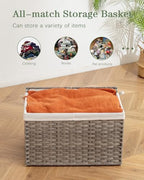 SETVSON Storage Basket with Lid, PE Rattan Woven Storage Bin, Gray - Image 6
