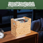Magazines Holders, Handwoven Magazine Basket for Bathroom, Water Hyacinth Wicker Magazine Rack for Books, Files, Newspapers, Rectangular, 14.2 x 11.4 x 6.7 inch - Image 3