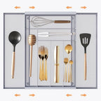 Sedegn Silverware Organizer Metal Mesh, Large Drawer Organizer, Utensil Cutlery Tray for kitchen drawers, Expandable Flatware Organizer with 8 Compartment Silver 11.6"~20" x 17.3" by sedegnhome