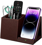Desk Supplies Organizer, Multi-Functional Pencil Pen Holder with Wireless Charger, Desktop Stationery Organizer, Home Office Supply Storage Box Caddy (Brown) by wirelessfuturecharger