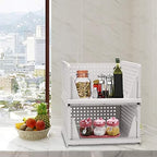 Folding Wardrobe Storage Box 4-Pack Plastic Drawer Organizer Stackable Shelf Baskets Cloth Closet Containers Bin Cubes,Home Office Bedroom Laundry Fold Pull Out Dividers for Clothes,Toys White - Image 4