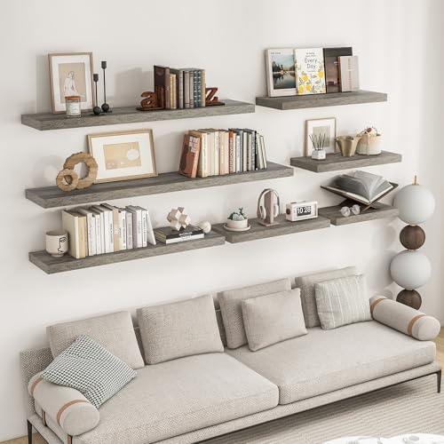 RICHFOCUS 24Inch Floating Shelves for Wall 2Pack, Grey, 8" Deep - Image 2