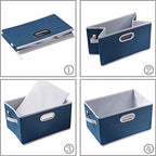 PRANDOM Fodable Storage Baskets for Closet [5-pack] Decorative Fabric Storage Bins Cubes with Leather/Metal Handles for Shelves Bedroom Living Room Royal Blue (11.5x8.5x6.7 Inch) - Image 6