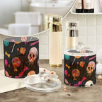 Halloween Skulls Lollipops Bats Qtip Holder Waterproof Dustproof Apothecary Jars with Lids For Bathroom Cotton Swabs Makeup Sponges Floss Picks Bath Salts 2 Pack - Image 4
