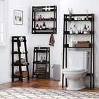 UTEX Behind Toilet Bathroom Organizer, 3-Tier Wood Ladder Shelf, Espresso - Image 6
