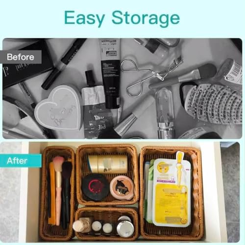 Drawer Organizers- Plastic Rattan Storage Trays for Bedroom, Bathroom, Kitchen, Office, Handwoven organizer, Waterproof and Easy Clean, 1 Set, Natural Color - Image 4