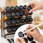 DIDITIME Spice Rack Organizer with 24 Glass Jars and 60 Labels, 4-Tier Seasoning Organizer for Cabinet, Countertop, Pantry or Wall Mount, Rust-Resistant Carbon Steel Spice Jar Set with Marker - Image 4