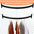 Yaocom 2 Pcs Quarter Circle Hangrail for Wire Grid - 30" L Hang Clothing or Other Merchandise Hanger Grid Wall Bracket for Retail Display Home Use Garage Craft Show Trade Show Business(Black) - Image 3