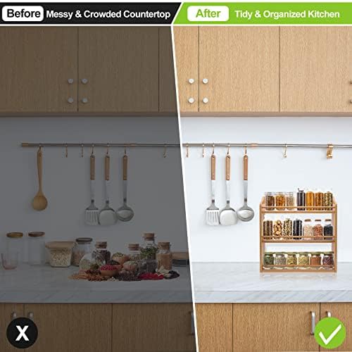 3 Tier Bamboo Spice Rack Wall Mount or Countertop,Spice Organizer - Image 2