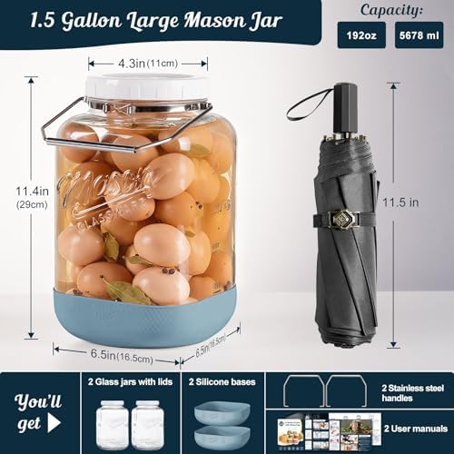 1.5 Gallon Glass Jar with Lid, 2 Pack Large Mason Jars, 192 Oz - Image 2