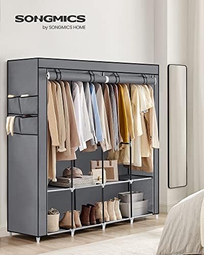SONGMICS Portable Closet with Cover, 4 Hanging Rods and Shelves - Image 2