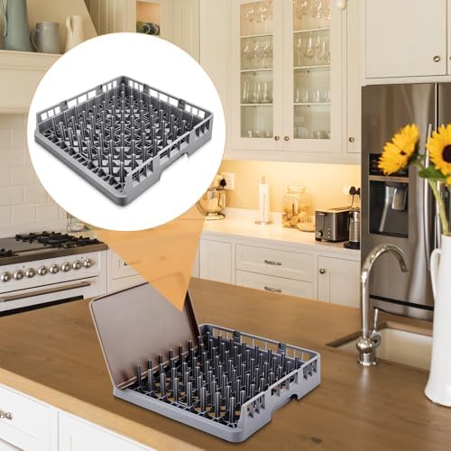 Aurelema 1 Pack Commercial Dishwasher Tray Rack, Peg Dish Opening, Gray - Image 4