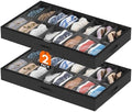 Lifewit Under Bed Shoe Storage Organizer 2 Pack(16 Shoes Cells), 4.3 Inches Profile Fabric Shoes Container Box with Clear Cover, Foldable Storage Bag with 2 Handles, Fits 16 to 32 Pairs by Lifewit