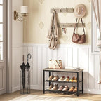 HOOBRO Hall Tree with Bench, Coat Rack Shoe Bench Set, Entryway Shoe Rack with Coat Hooks, Hall Tree Coat Rack, 27.6" L x 11.8" W x 18.1" H, Mud Room, for Foyer, Front Door, Greige BG07MT01 - Image 2