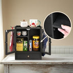 Ikee Design Wooden Cabinet with Adjustable Shelves, Drawer & Door - Image 4