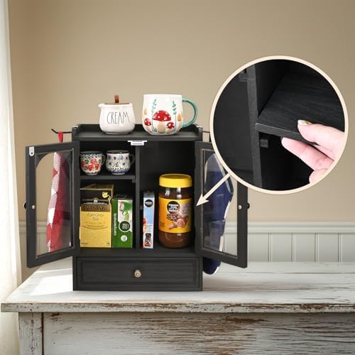 Ikee Design Wooden Cabinet with Adjustable Shelves, Drawer & Door - Image 4