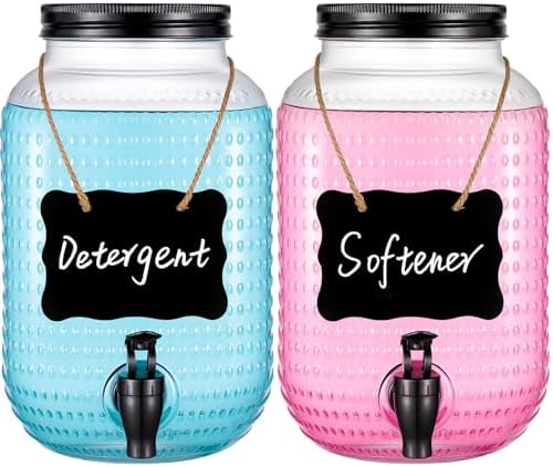 NiHome 2 Pack Glass Laundry Detergent Dispensers, 4L (1 Gallon) Glass Jars by NiHome