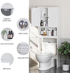 Over the Toilet Storage Cabinet, Bathroom Storage Cabinet White Organizer Over Toilet, Bathroom Space Saver with Adjustable Shelf, White - Image 5