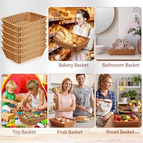 Eccliy 20 Pack Wicker Bread Baskets Woven Serving Basket, 15.8 Inch - Image 6