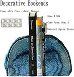 JIC Gem Blue Agate Geode Bookends Anti-Slip Rubber Bumpers Decor 2-3 Lbs - Image 2