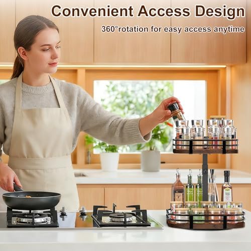 12" Large Lazy Susan Turntable Organizer - 2 Tier Spice Rack for Table Top - Image 5