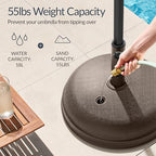 Best Choice Products Fillable Umbrella Base Stand Round Dome Plastic Patio Umbrella Base Stand, Pole Holder for Outdoor, Lawn w/ 55lbs Weight Capacity, Adjustment Knob - Brown - Image 3