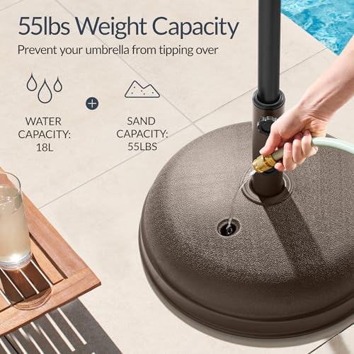 Best Choice Products Fillable Umbrella Base Stand Round Dome Plastic Patio Umbrella Base Stand, Pole Holder for Outdoor, Lawn w/ 55lbs Weight Capacity, Adjustment Knob - Brown - Image 3