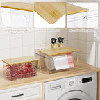 spospo Trash Bag Holder 3-in-1 Under Sink Organizer with Bamboo Lid - Image 3