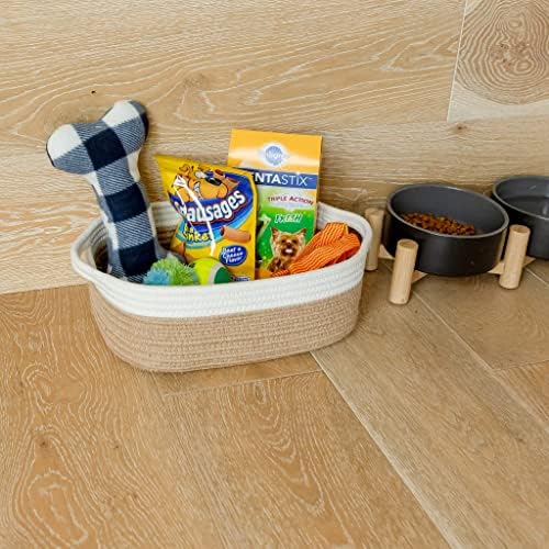 NaturalCozy 5-Piece Rectangle Storage Basket Set- Natural Cotton Rope Woven Baskets for Organizing! Small Basket for Montessori, Baby Nursery, Dog Toy Baskets, Cat Toy Box, Bathroom Organization Bin - Image 6