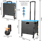 FELICON SELORSS Foldable Utility Cart Folding Portable Rolling Crate-Blue - Image 7
