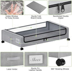 Tututry Under Bed Storage with Wheels, XXL 60L Under the Bed Storage Bins, Underbed Storage Containers with Lids & Label, Rolling Metal Drawer for Shoes, Clothes, Books, Toys (4-Pack Gray) - Image 4