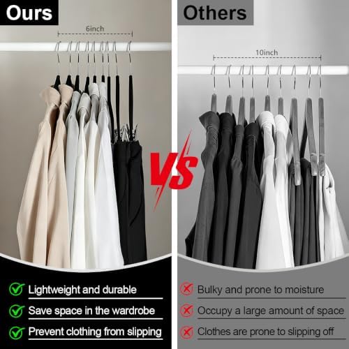 KISEER 30 Pack 16 Inch Velvet Clothes Hangers with Adjustable Clips, Heavy Duty Non Slip Space Saving Pants Skirt Hangers for Closet, Suit, Coat, Shorts, Dress (Black) - Image 4