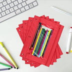 YoeeJob Pencil Pouch for 3 Ring Binder, Zipper Pencil Pouches Bulk, Pencil Case Pouch with Clear Window for Class, School, Office, Red, 24 Packs - Image 6
