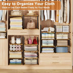 2 Pack Closet Organizers and Storage, Stackable Closet Shelf Organizer Heavy Duty Metal Wire Storage Bins with Adjustable Wood Shelf, Large Capacity Closet Storages for Bedroom Wardrobe Organization - Image 5